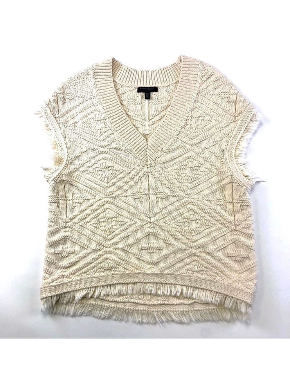 Banana Republic cream all cotton oversized Heritage sweater vest Size XS/S